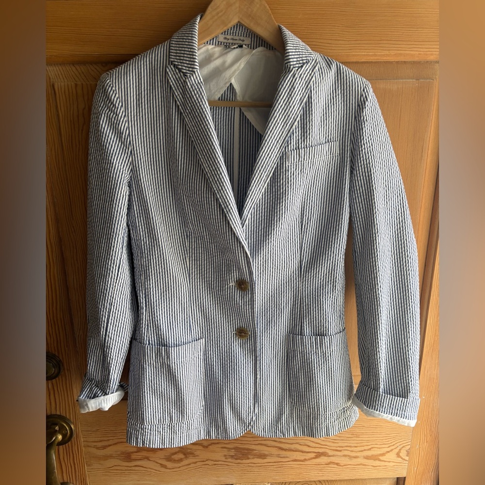 2-Piece L.L. Bean Navy and White Striped Blazer and Shorts Set size 4 - Picture 2 of 16